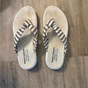 Skechers Navy and White Striped Sandals